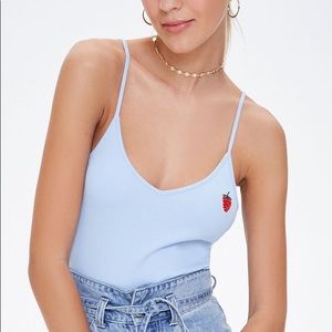 NWT Forever 21 Strawberry Graphic Bodysuit
